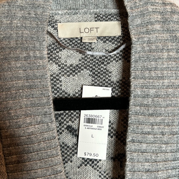 NWT LOFT Gray Leopard Print Cardigan - Picture 2 of 4